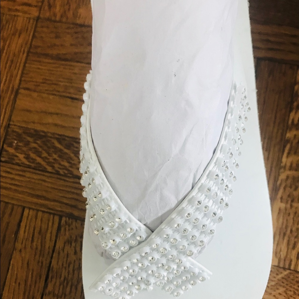 Wedges Spring, Summer  callisto White wedges rhinestone straps Stylish Shoes